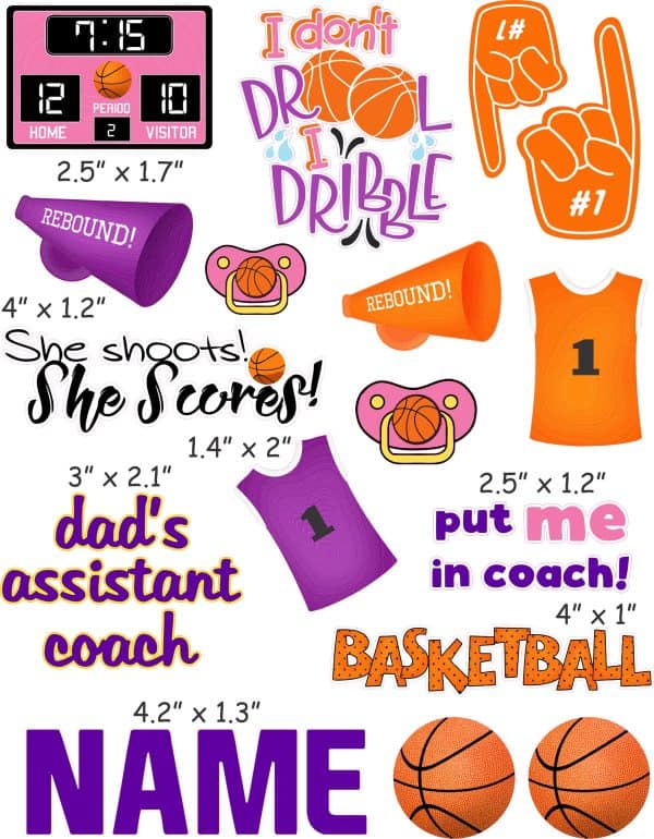 Basketball Fan Girl cranial band decals