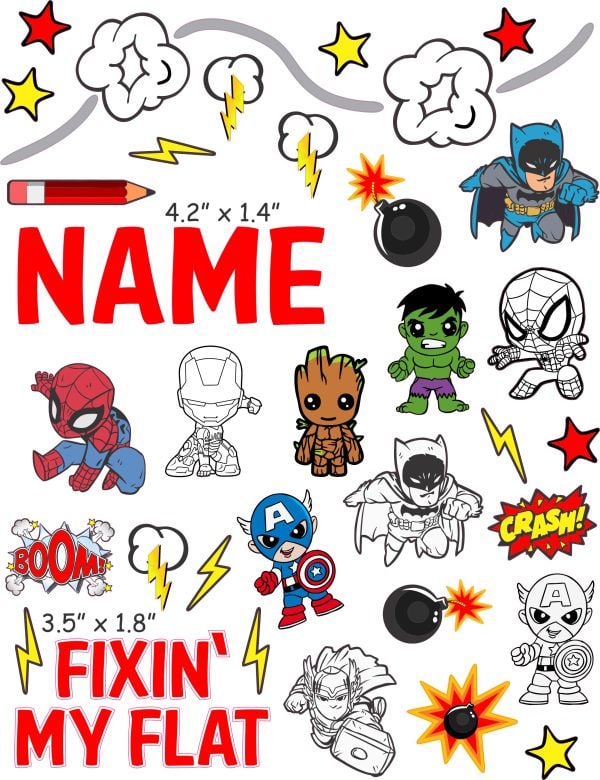 Comic Book Superheroes cranial band decals