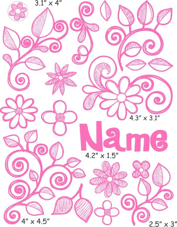 Flowers and vines cranial band decals