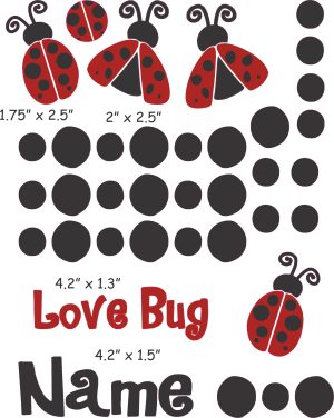 Love Bug Ladybugs cranial band decals