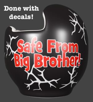 Safe from Big Brother cranial band decals