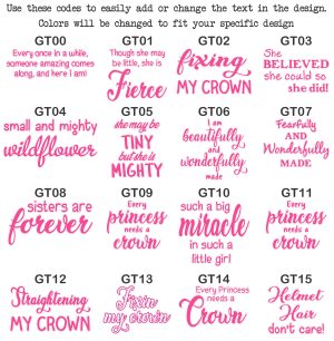 Text Options - Girls