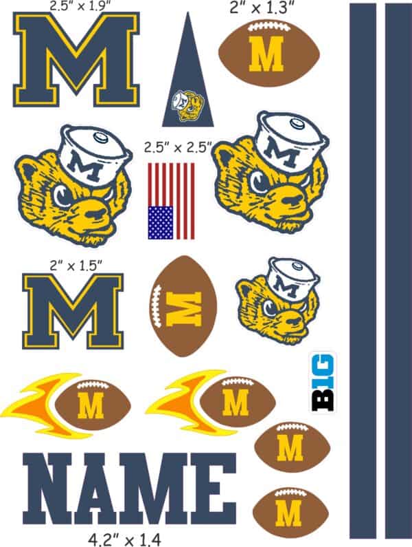 University of Michigan Retro cranial band decals