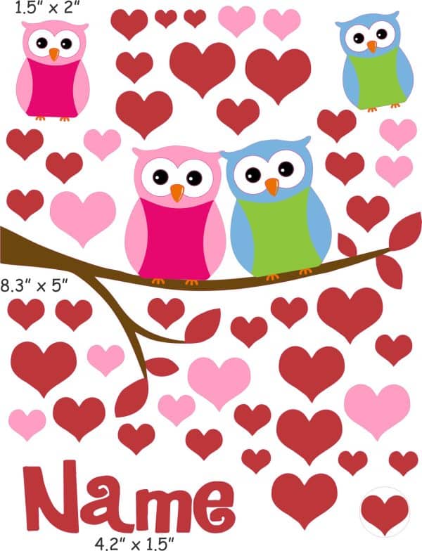 Valentines Day Owls cranial band