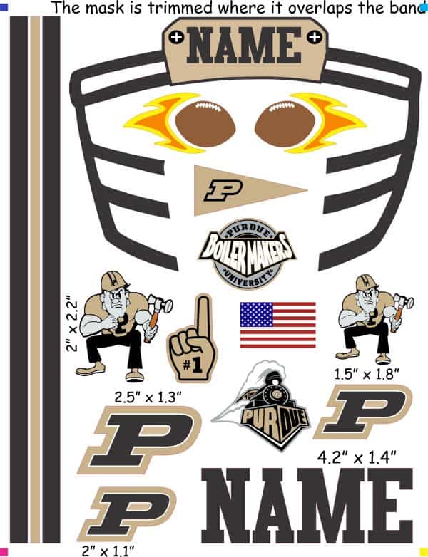 Purdue university cranial band decals