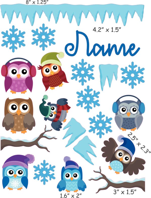 winter owls cranial band decals