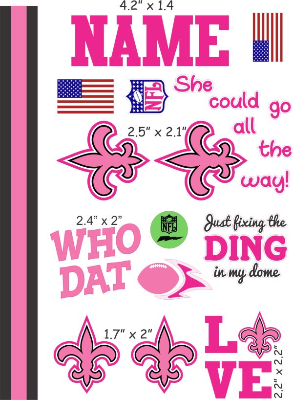 New Orleans Saints Girl cranial band decals