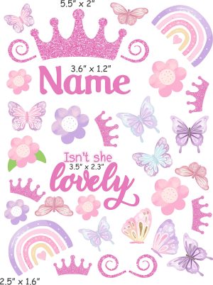 Butterfly Princess cranial band decals