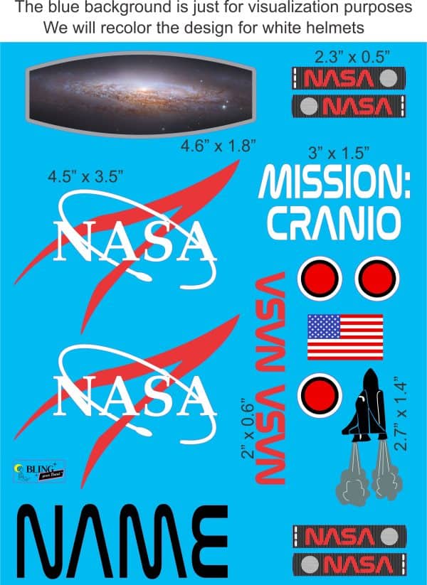 NASA cranial band decals