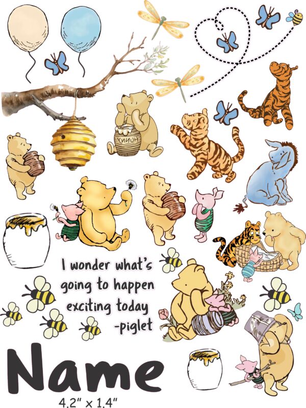 Watercolor Winnie the Pooh cranial band decals