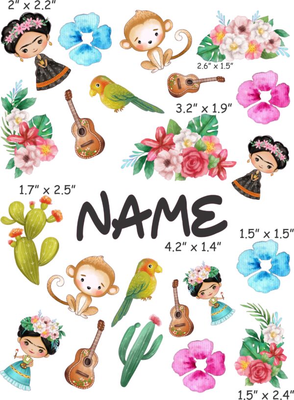 Frida Kahlo Flowers cranial band decals