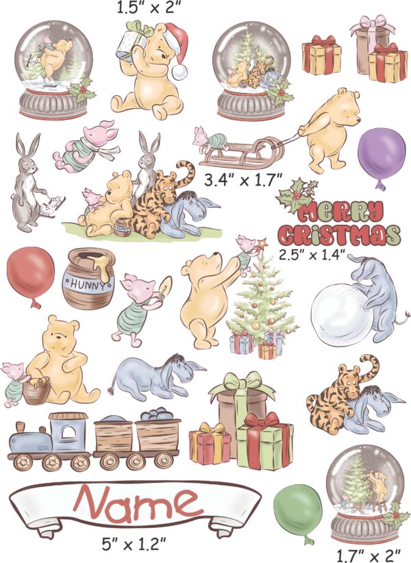 Winnie the Pooh Christmas cranial band decals