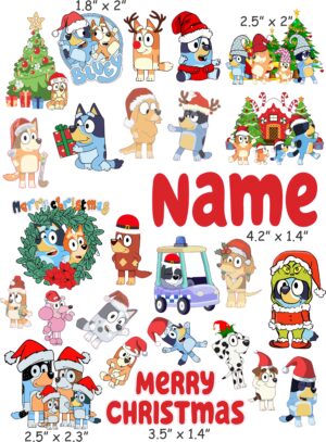 Bluey Christmas cranial band decals