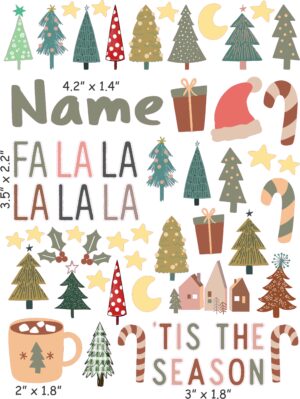 Boho Christmas Trees cranial band decals